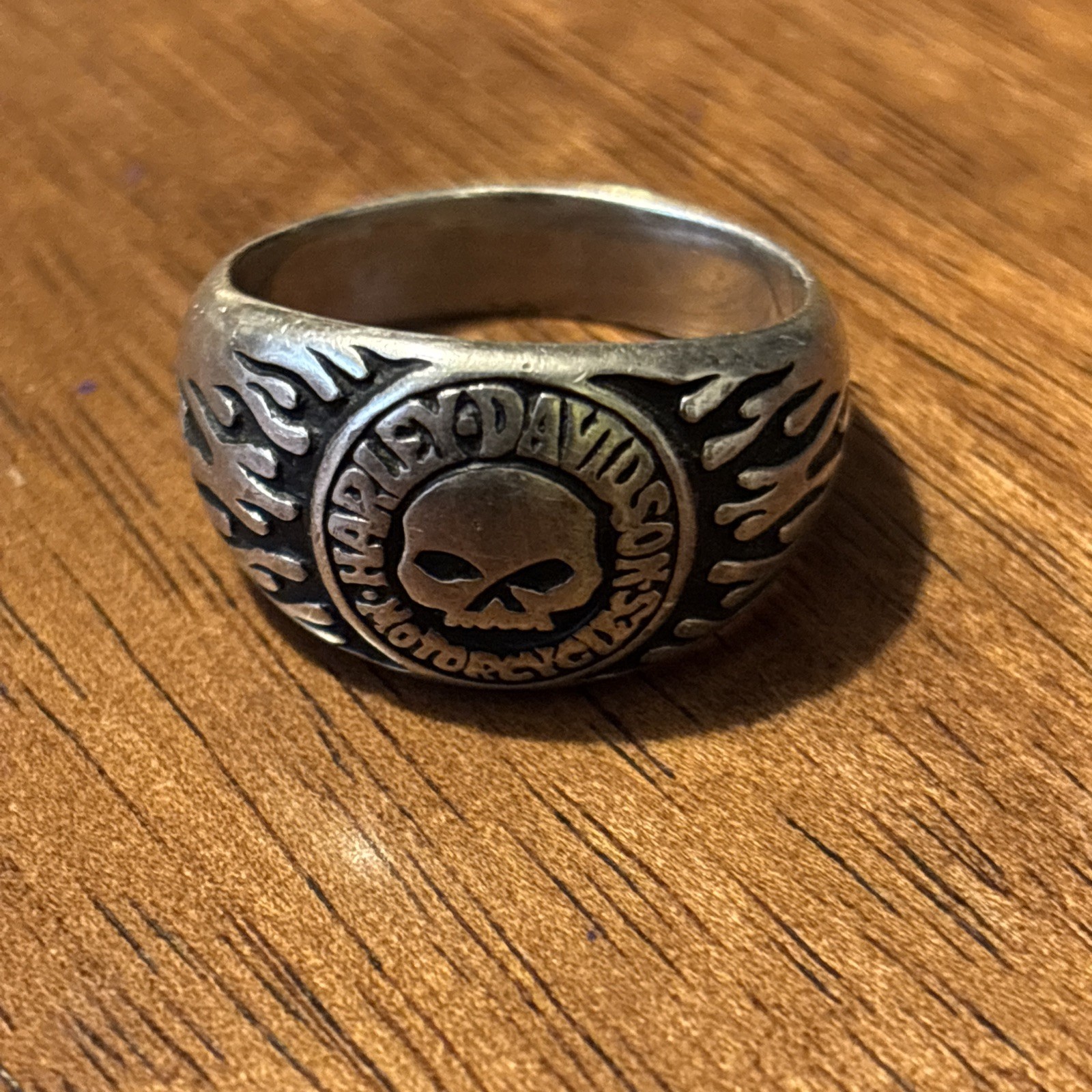 Vintage 925 Sterling Silver Harley Davidson Biker Willie G Skull Ring Size 