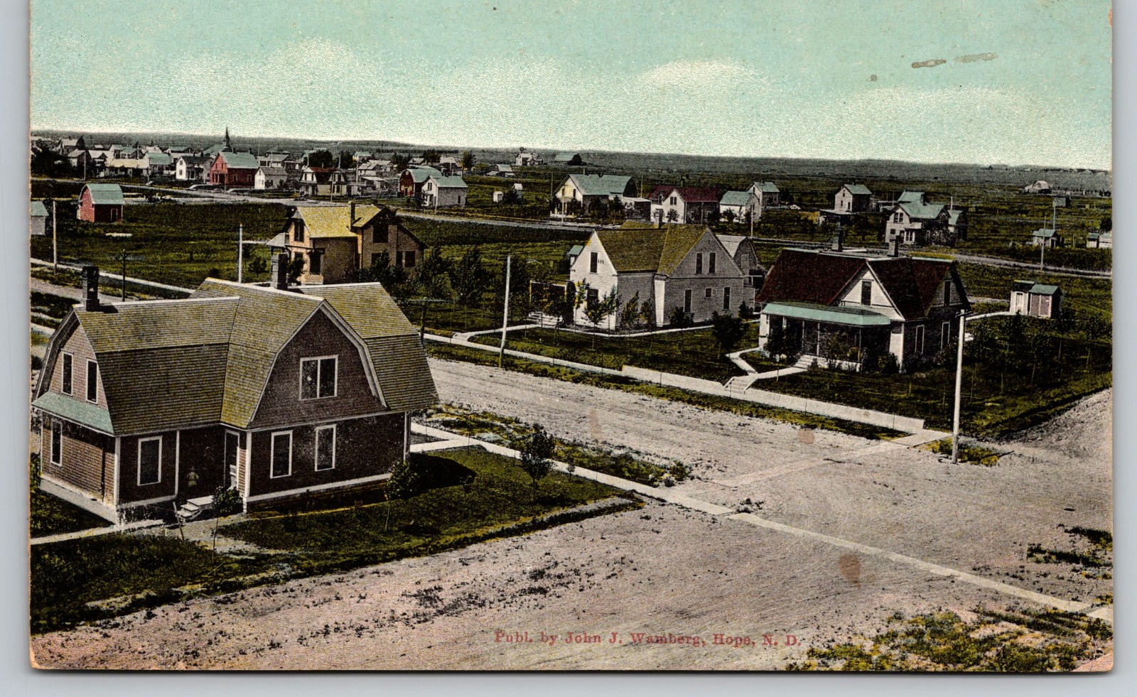Hope North Dakota Downtown Aerial View ND c1908 Postcard