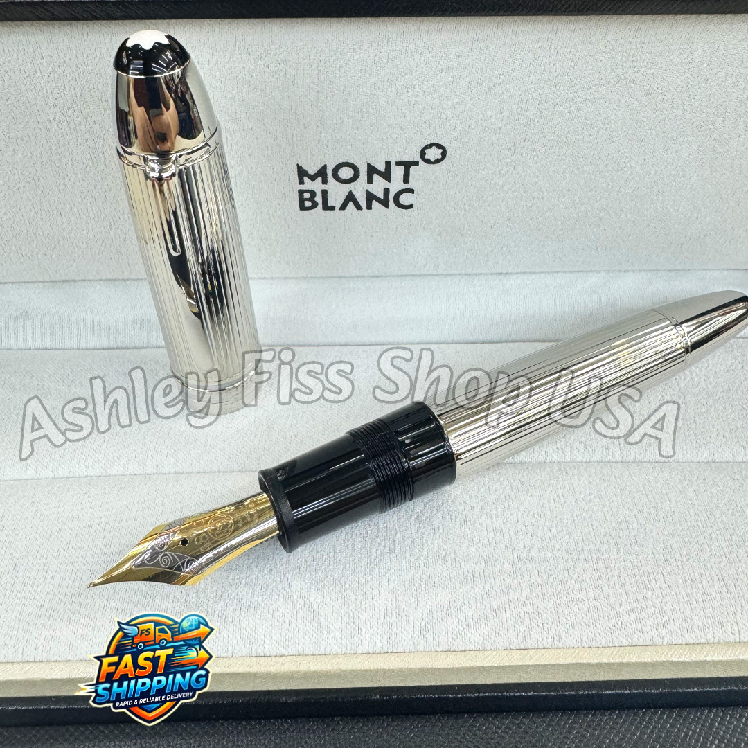 Montblanc Meisterstück Solitaire Silver Pinstripe Fountain Pen Gift Set
