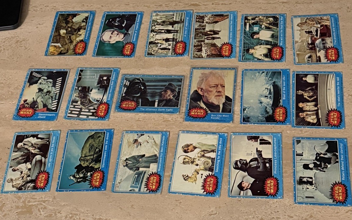 1977 Topps Star Wars Series 1 18 Card Lot Darth Vader #7 Obi-Wan Blue Border