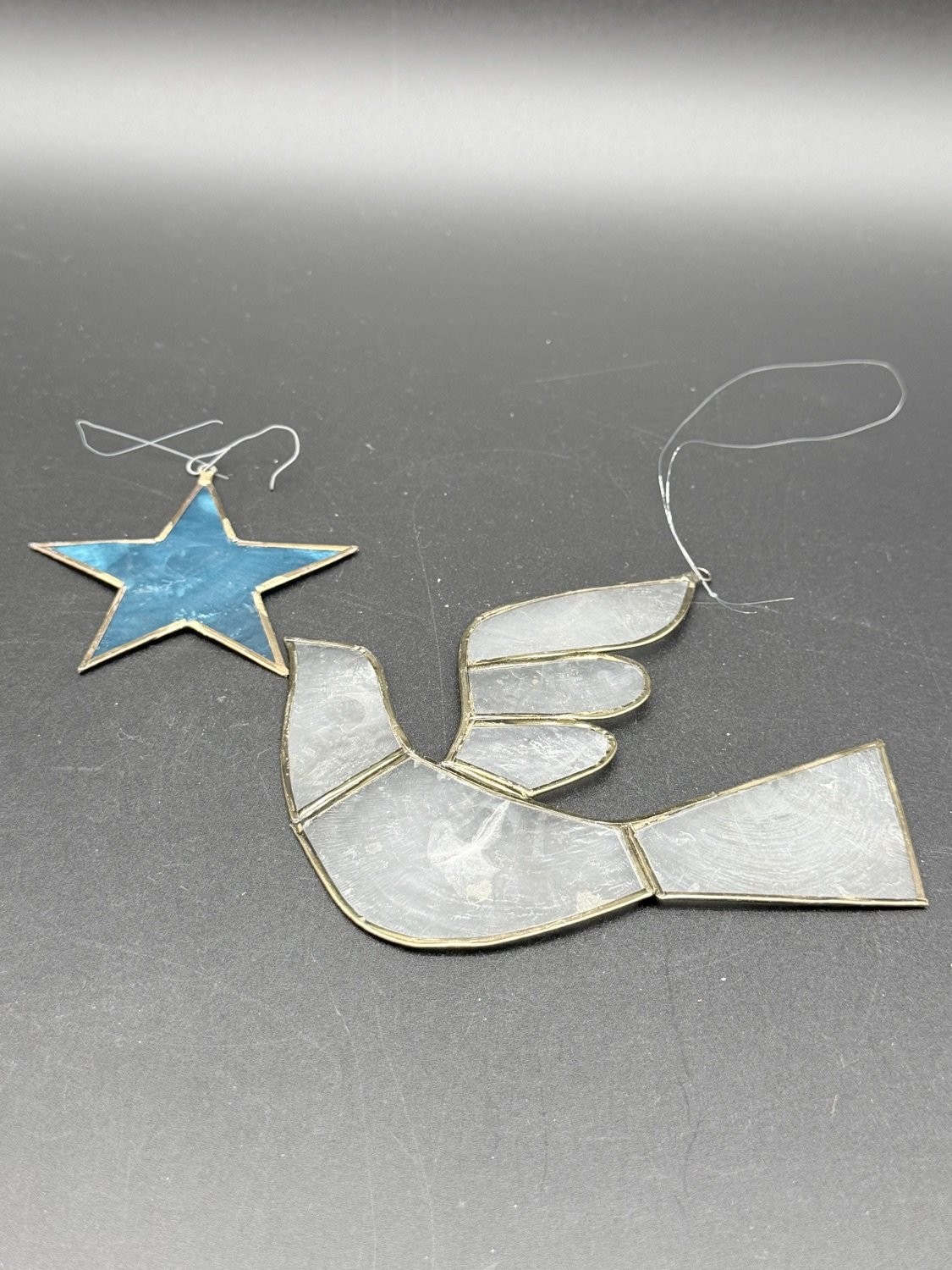 Stained Glass Suncatcher Ornament Lot Dove, Star Vintage Hanging