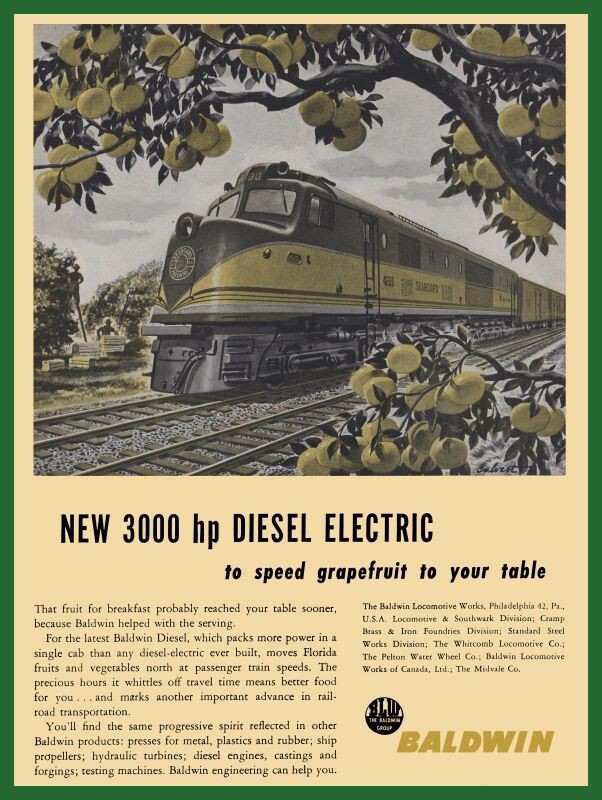 1942 Baldwin Locomotive, Seaboard RY NEW Sign 24