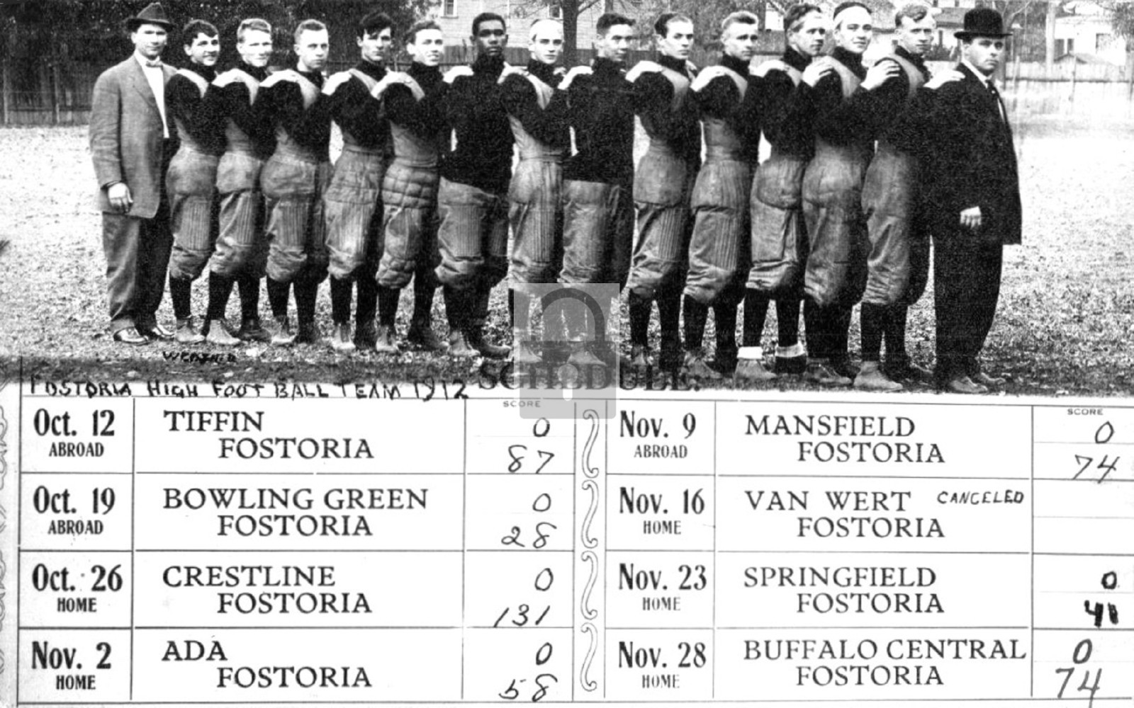 High School Football Team Fostoria Ohio OH - Reprint