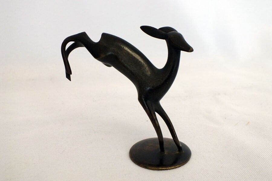 Vintage Hagenauer Bronze Leaping Fawn Deer Sculpture Germany Rohac Era 3\