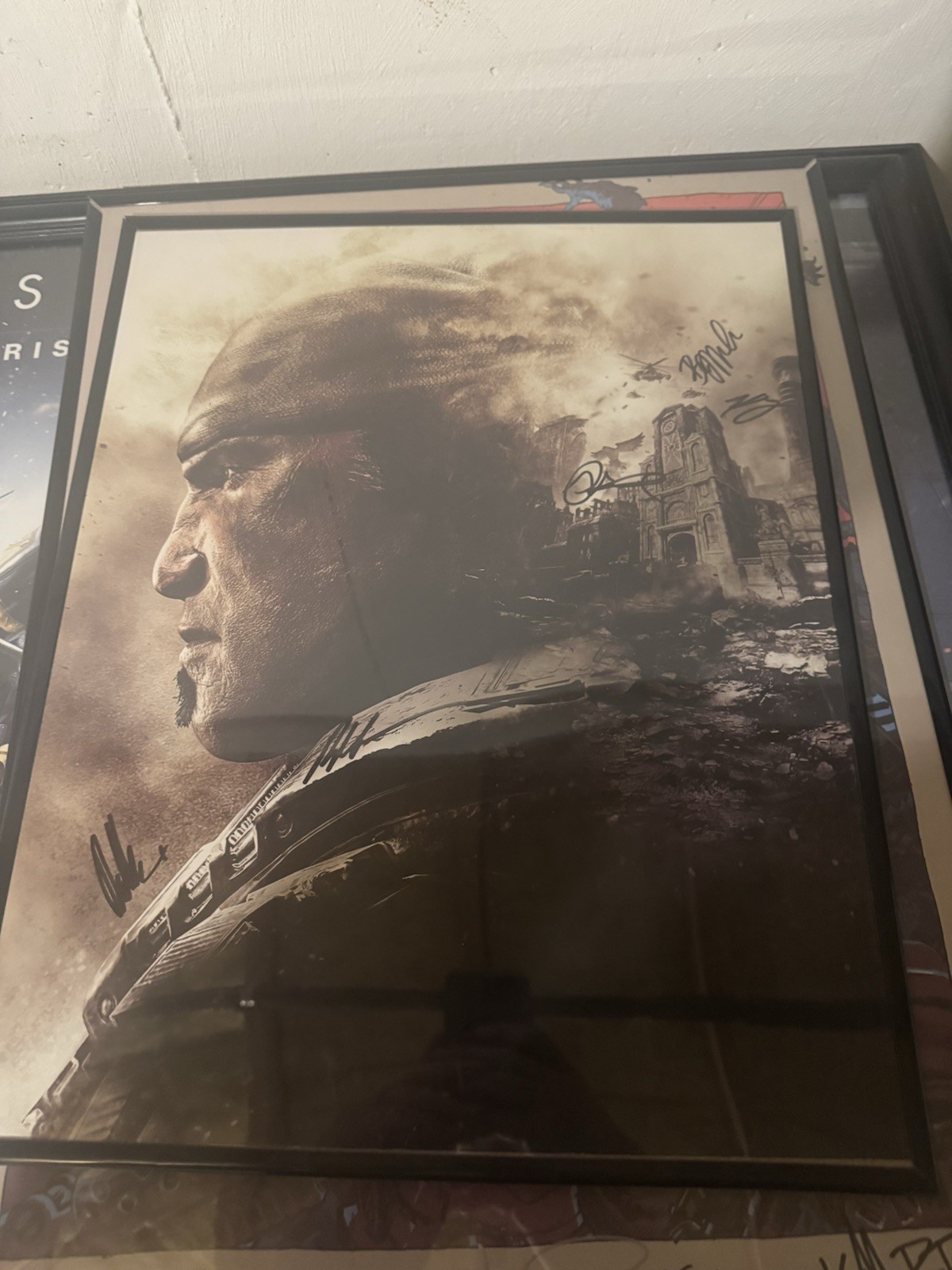 Gears of War Signed Lithograph Framed Marcus Fenix Dev Team Autographed