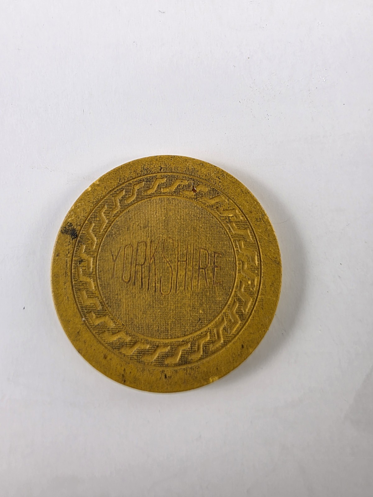 VINTAGE 1948 CARD ROOM CHIPS, YELLOW YorkShire