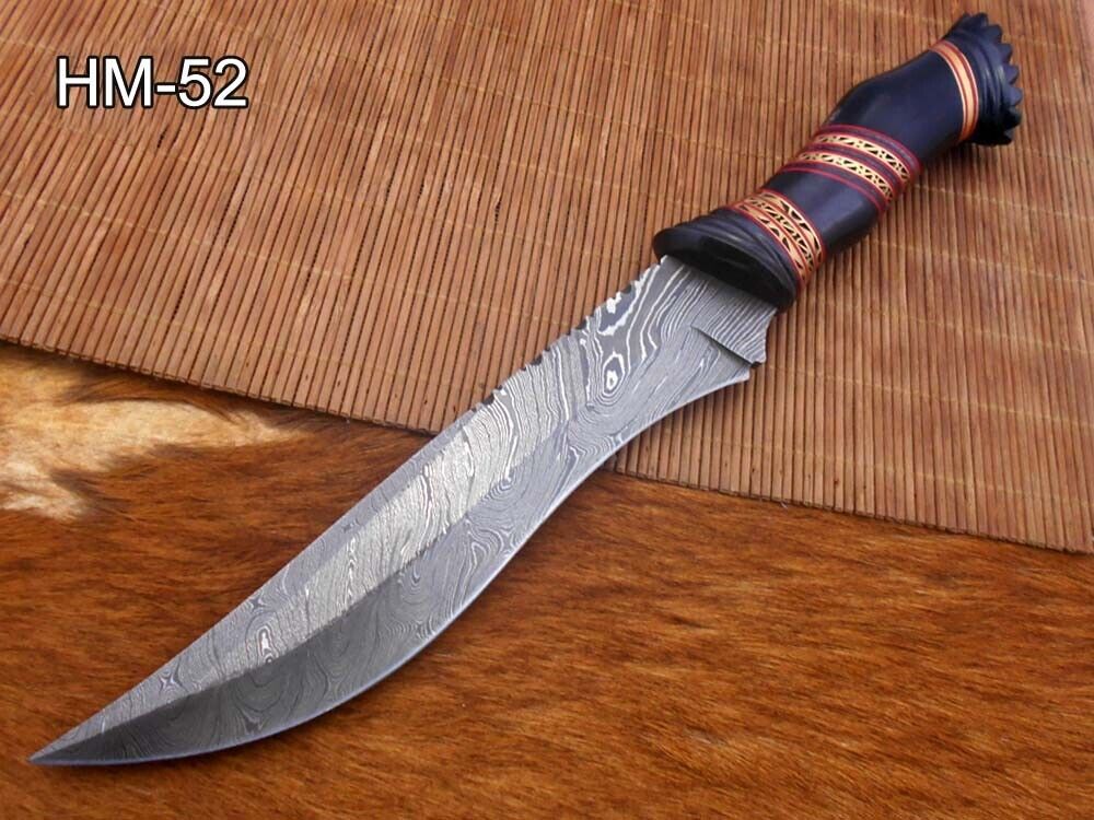 Custom Handmade Damascus Steel Bowie knife Hunting Knife & Damascus steel HM 52