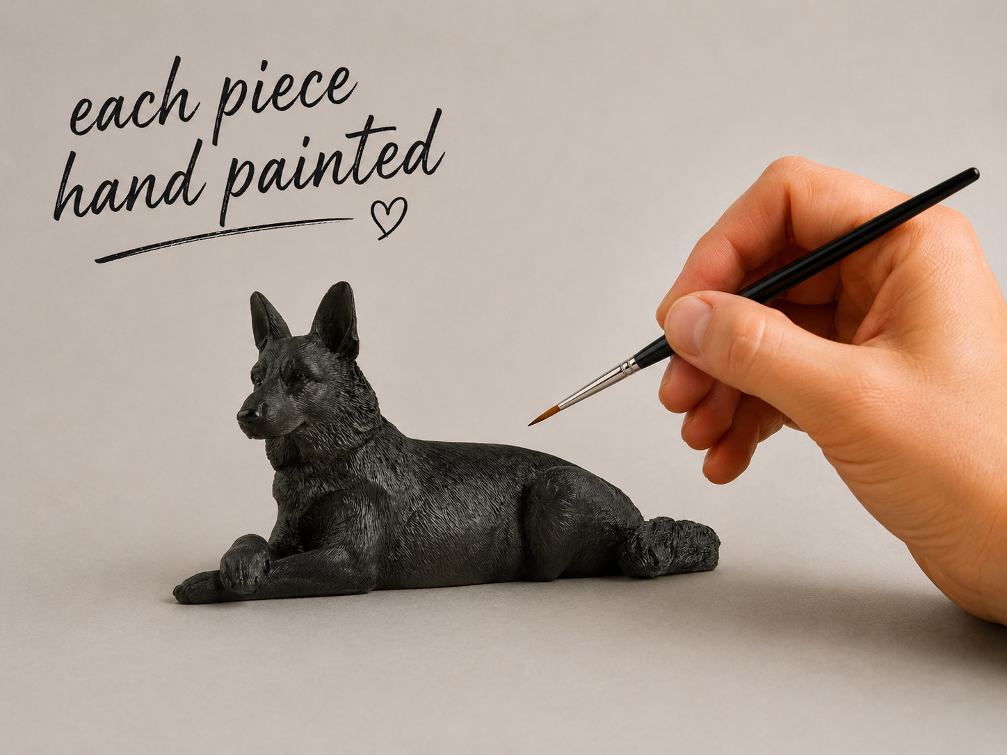 6 inch Black German Shepherd Dog Statue - Sculpture Figurine