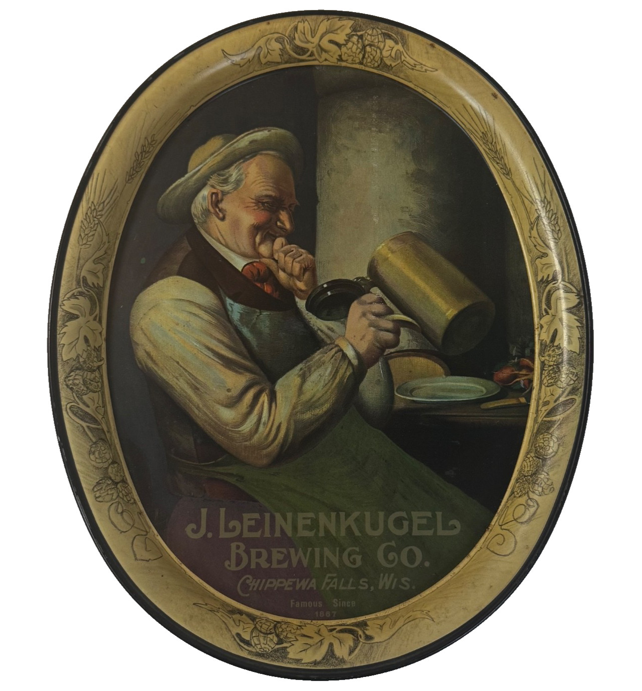 J Leinenkugel Brewing Co Beer Tray Famous Since 1867 Fabcraft 14.5x11.5