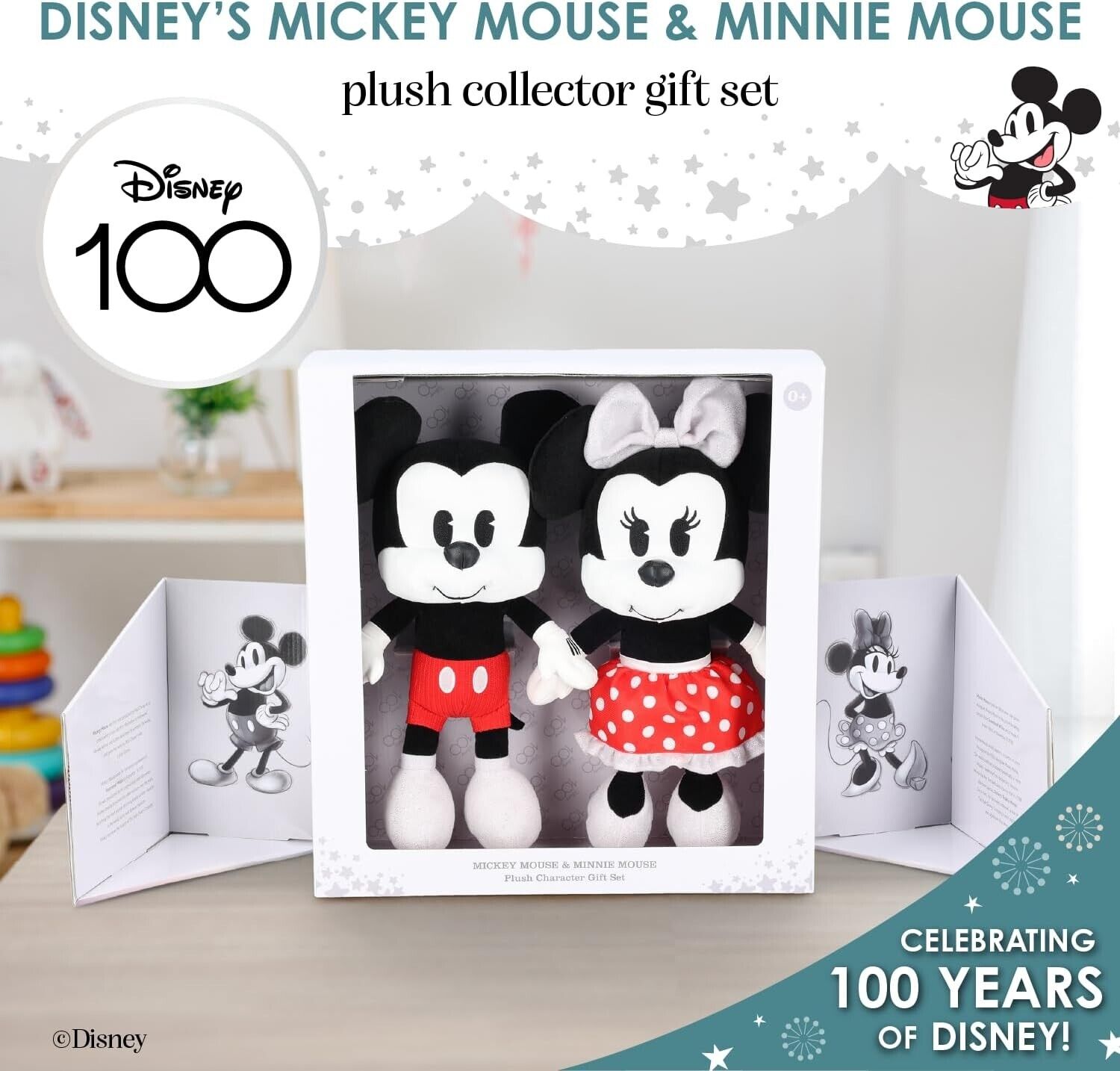 Disney Baby Mickey Mouse & Minnie Mouse 2-Pieces Plush Collector Set 100th Year