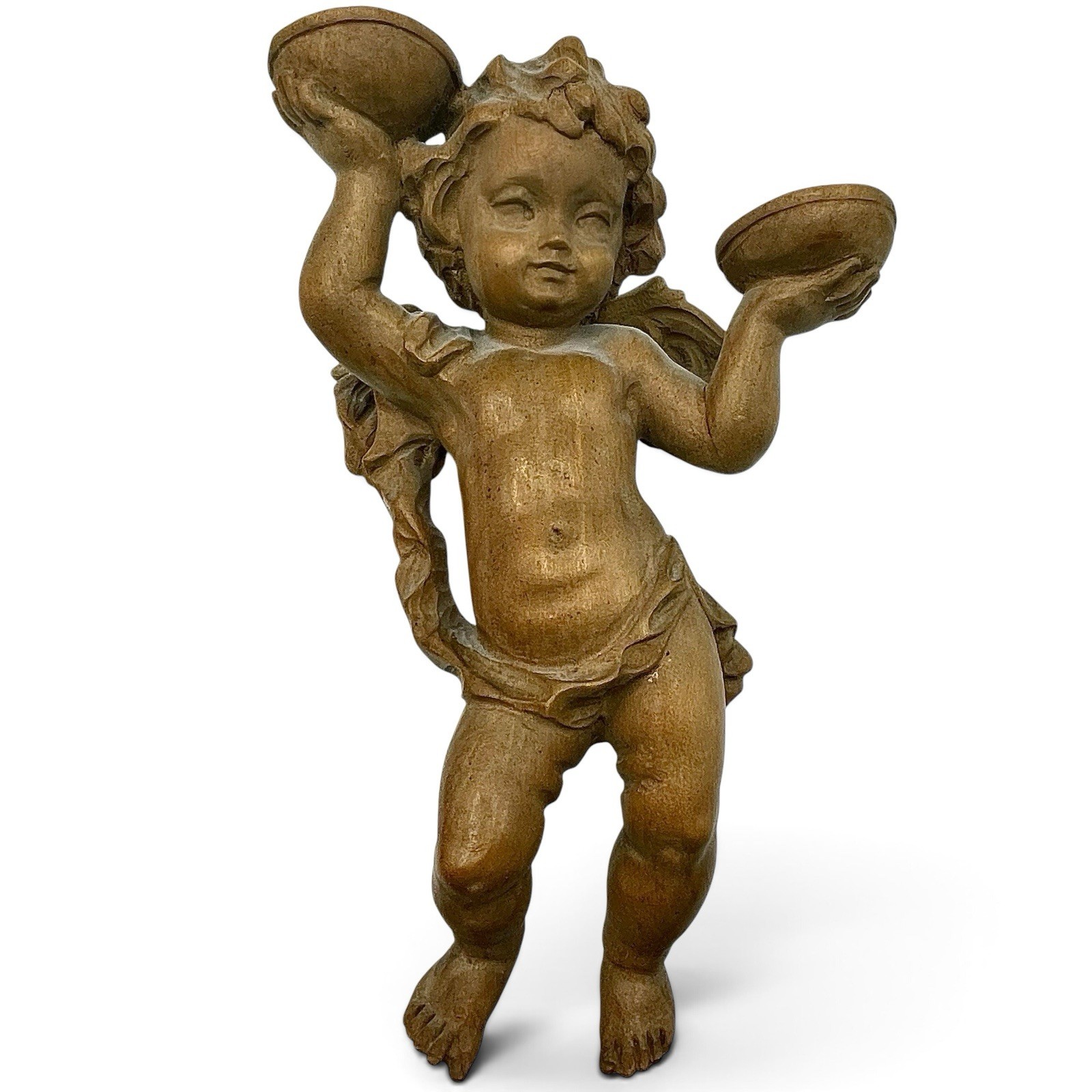 Vintage Carved Wood Putti Cherub ANGEL Wall Hanging Sculpture Figurine EUC