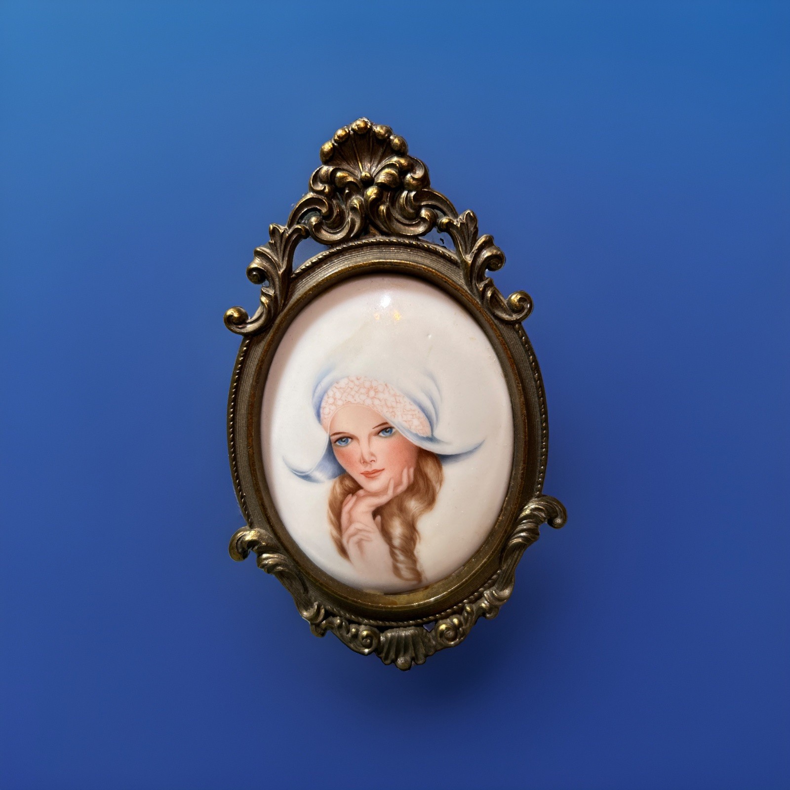 Limoge Style Painted Porcelain Miniature -Delpha Castle Of  San Angelo, Texas