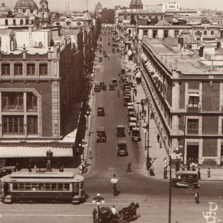 c1920s Mexico City Streetcar Trolley Avenue Juarez Panorama RPPC Photo Postcard c1920s Mexico City Streetcar Trolley Avenue Juarez Panorama RPPC Photo Postcard