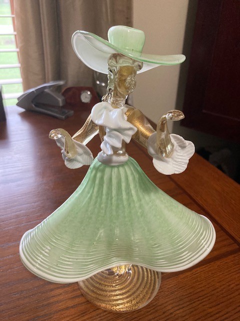 Vintage Venetian Murano Glass Lady w/Hat