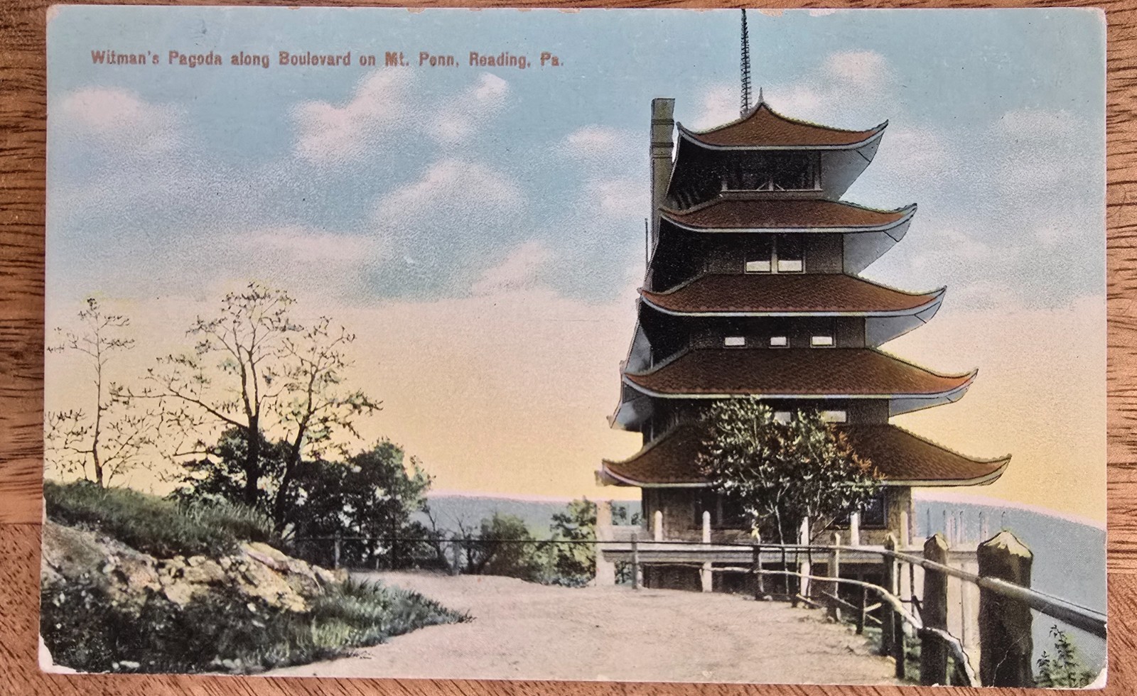 Postcard Witman\'s Pagoda Along Boulevard on Mt Penn Reading Pennsylvania PA 1910