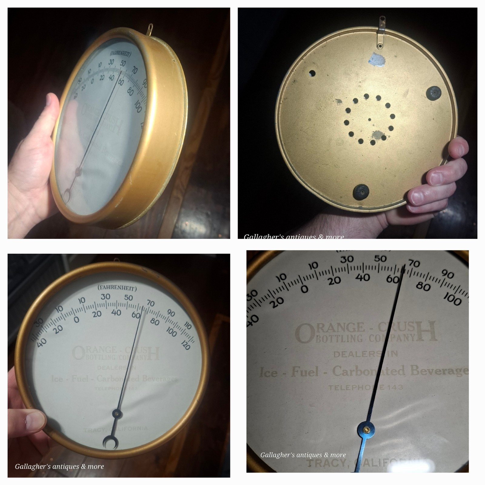 Rare orange crush Soda Bottling company thermometer Ice fuel Carbonated Tracy Ca Rare orange crush Soda Bottling company thermometer Ice fuel Carbonated Tracy Ca