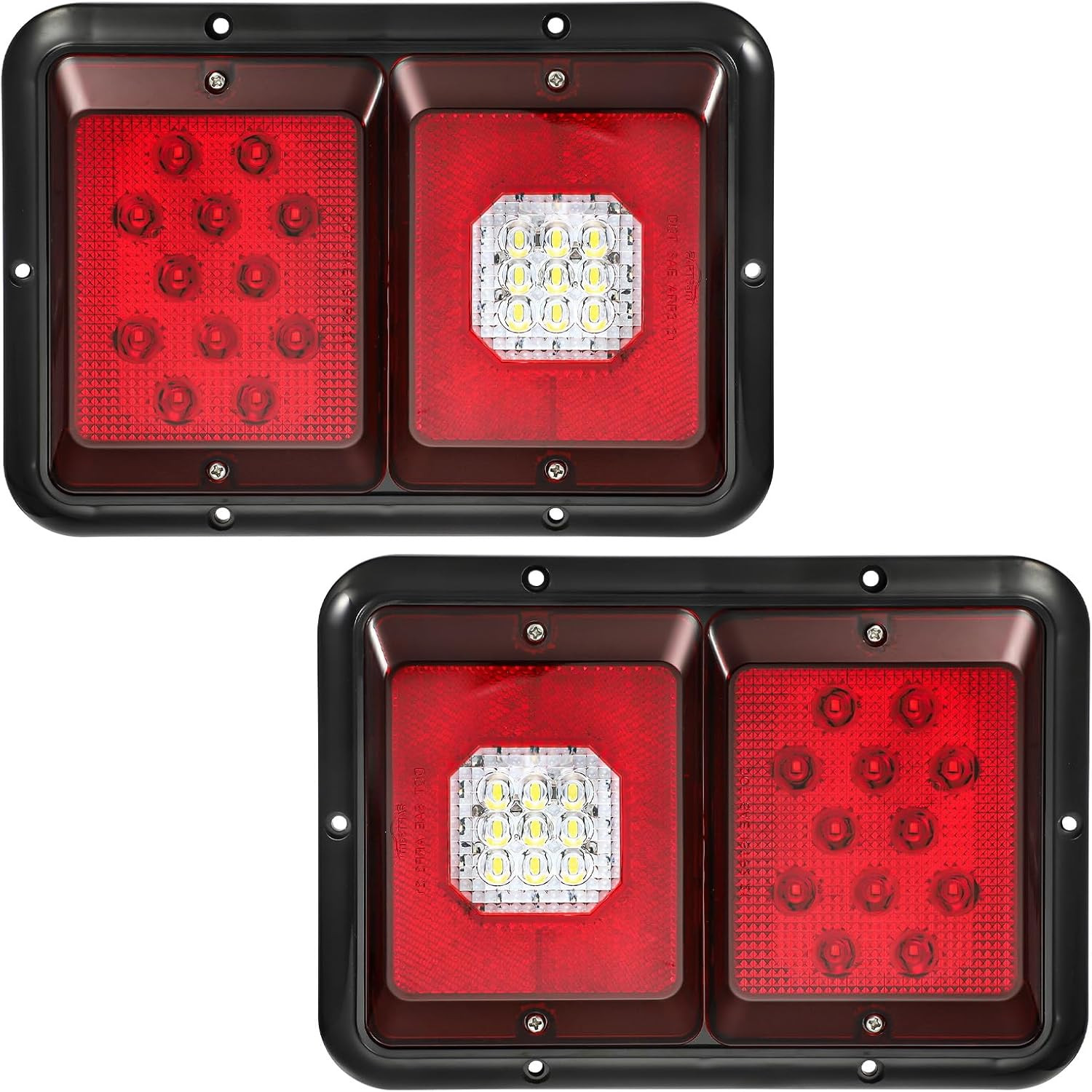 2Pcs Double Led Trailer Tail Lights with Horizontal Mount Dual Stop Turn Tail Ba