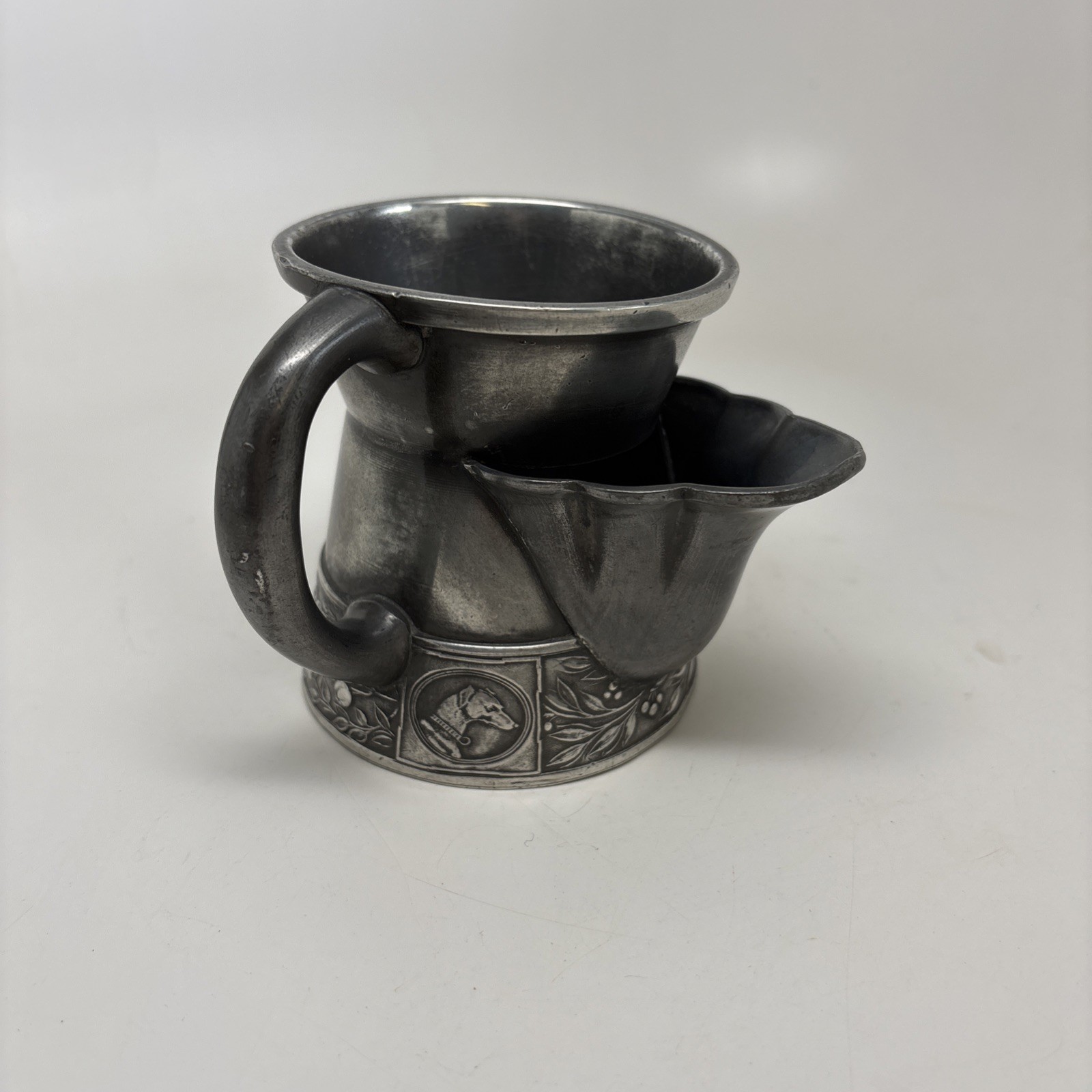 Antique Silver Plate Shaving Mug Canine Embossed Reed&Barton