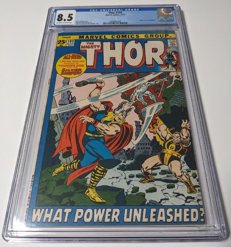 The Mighty Thor #193 CGC 8.5 OW-W Silver Surfer CLASSIC battle/cover Marvel 1971