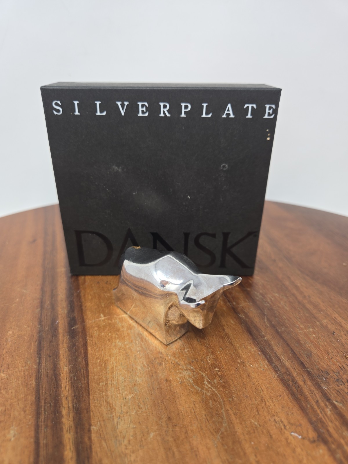 Vintage Dansk Silverplate Bull Paperweight Gunnar Cyren MCM Figurine W/ Box