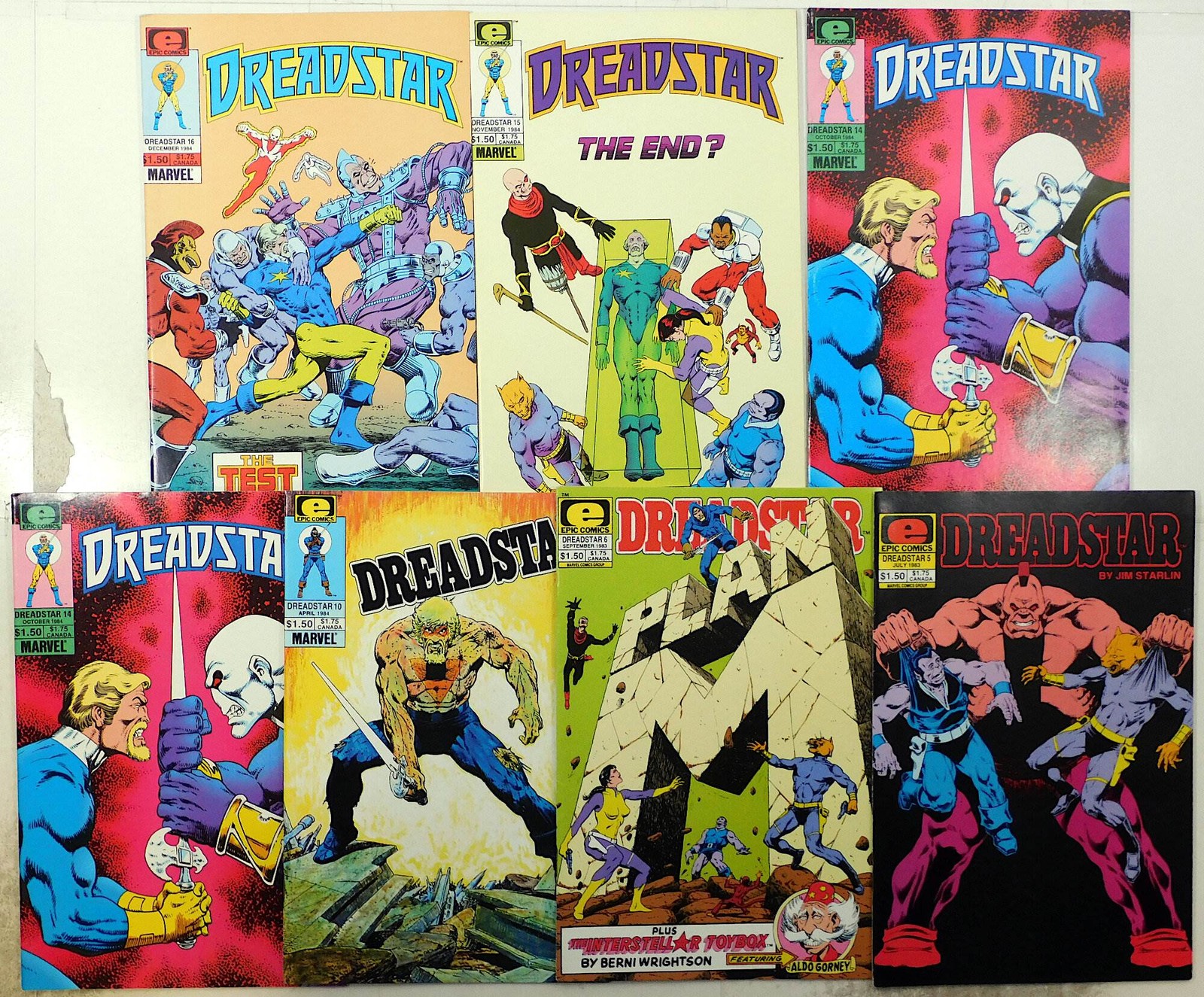 Dreadstar Lot 7 #5, 6, 10, 14 x2, 15, 16 1983 Epic Comics 1st Print Comic Books