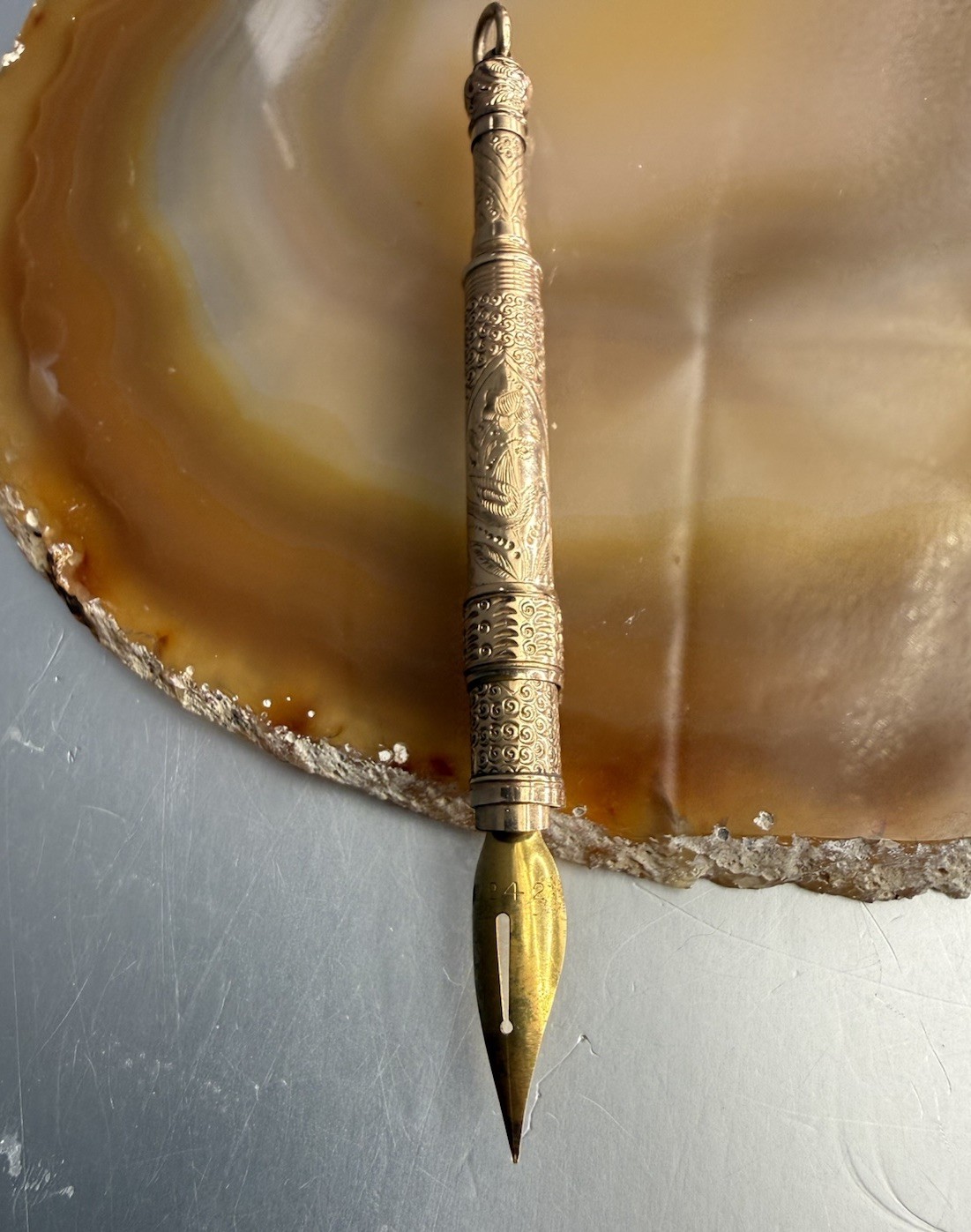 Early Victorian 14k.G.F. Twist dip Pen