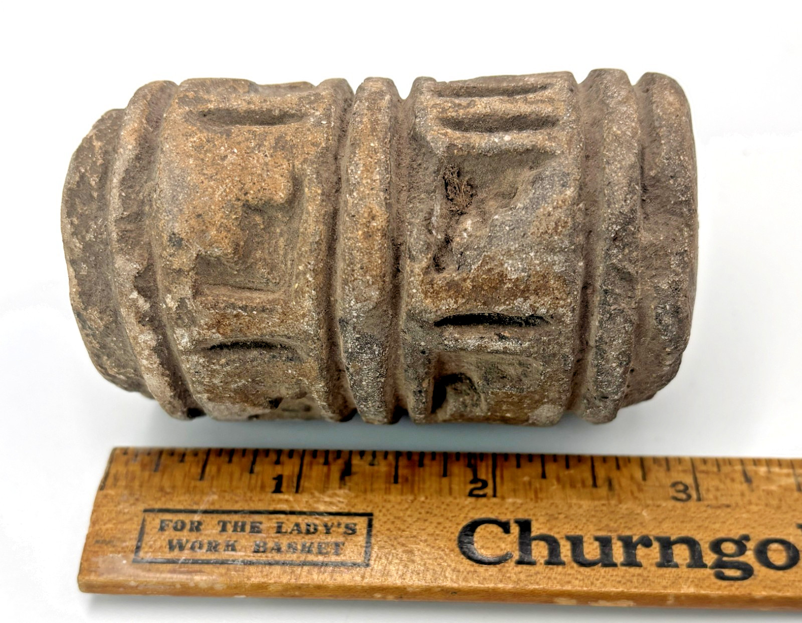 Pre-Columbian Olmec culture ca. 1100 to 500 BCE Pottery or Stone Roller Stamp