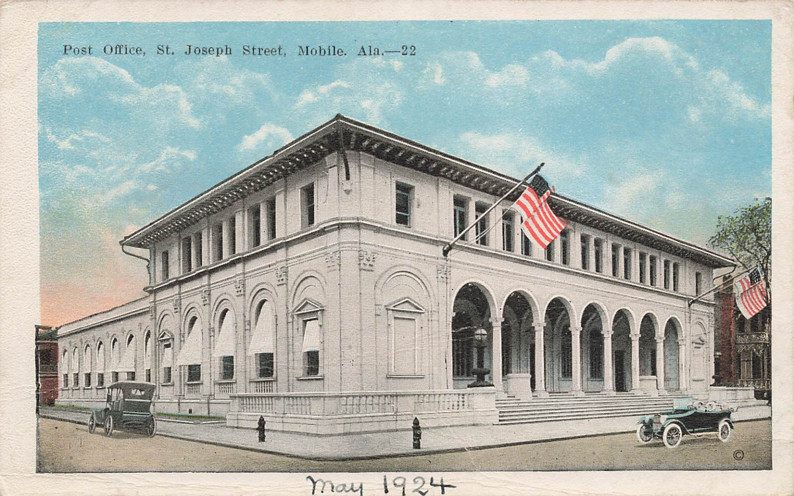 POST OFFICE ON ST JOSEPH STREET POSTCARD MOBILE AL ALABAMA 1910s