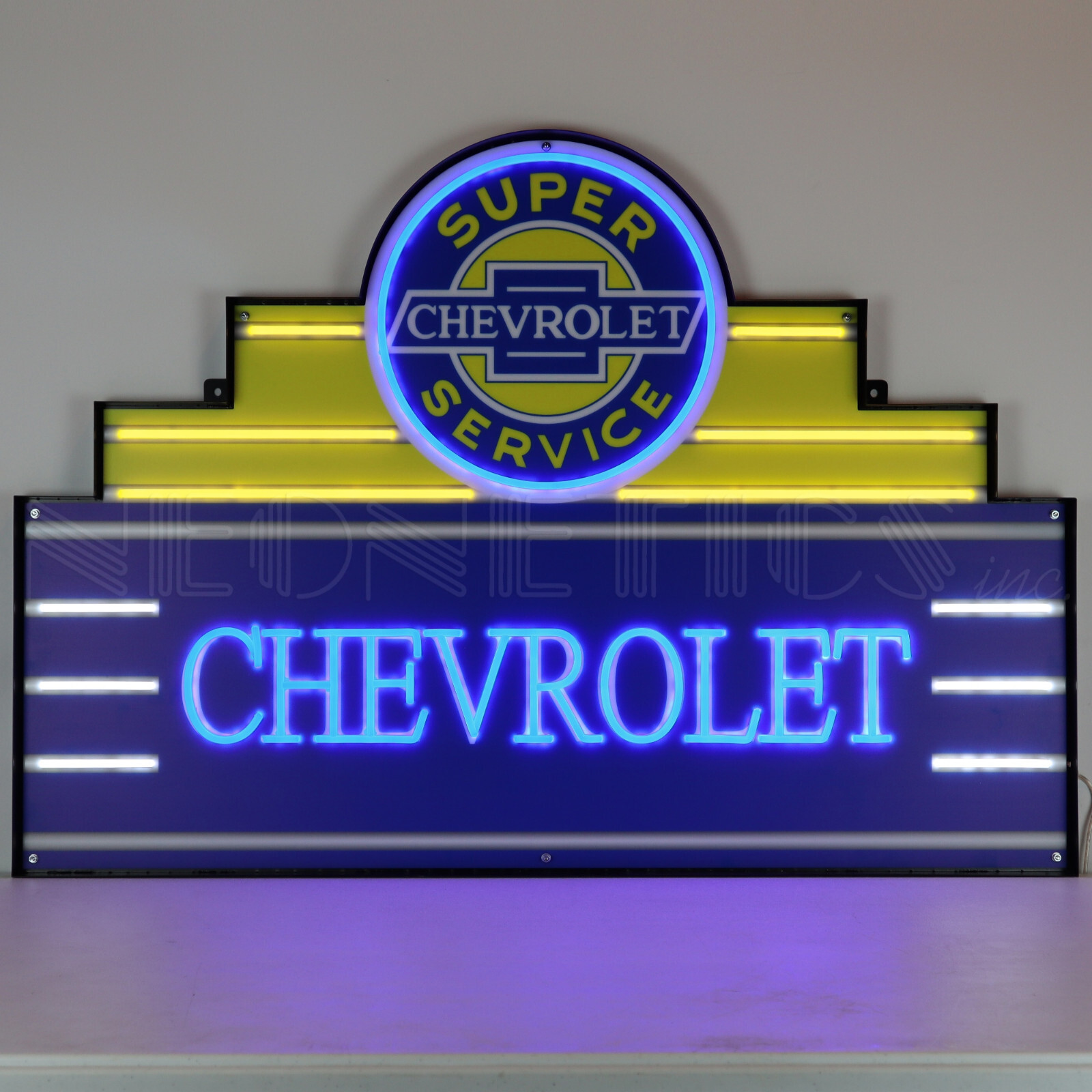 Chevy Chevrolet Sign Flex LED Neon Steel Case Art Deco Marquee 39\