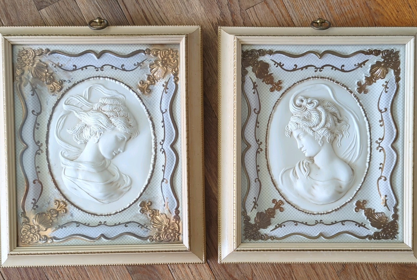 Pair Vintage 1960s Turner East and West Wind Wall Cameo Portraits