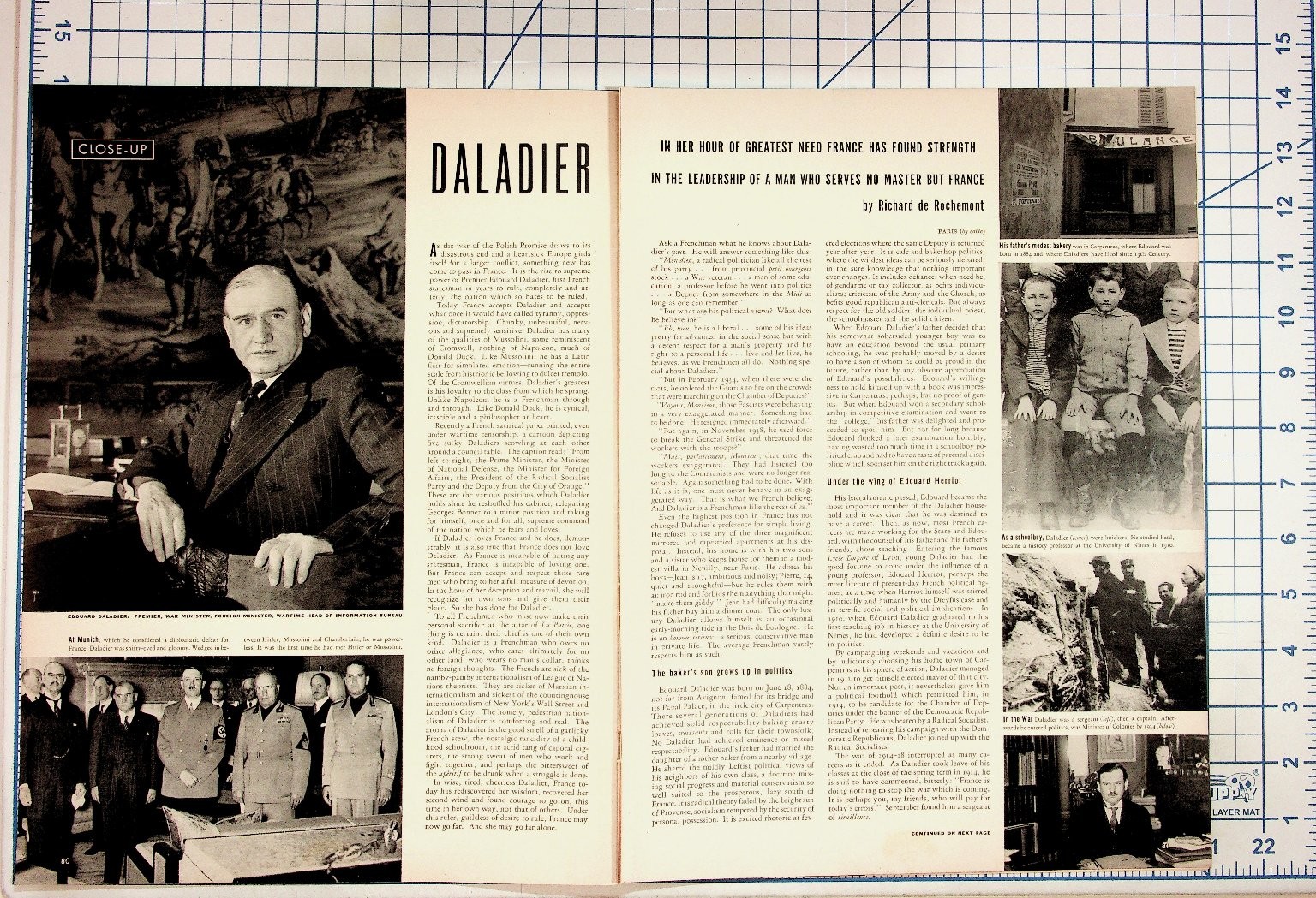 1930s Daladier French Politician Magazine Article & Vintage Ads Ephemera