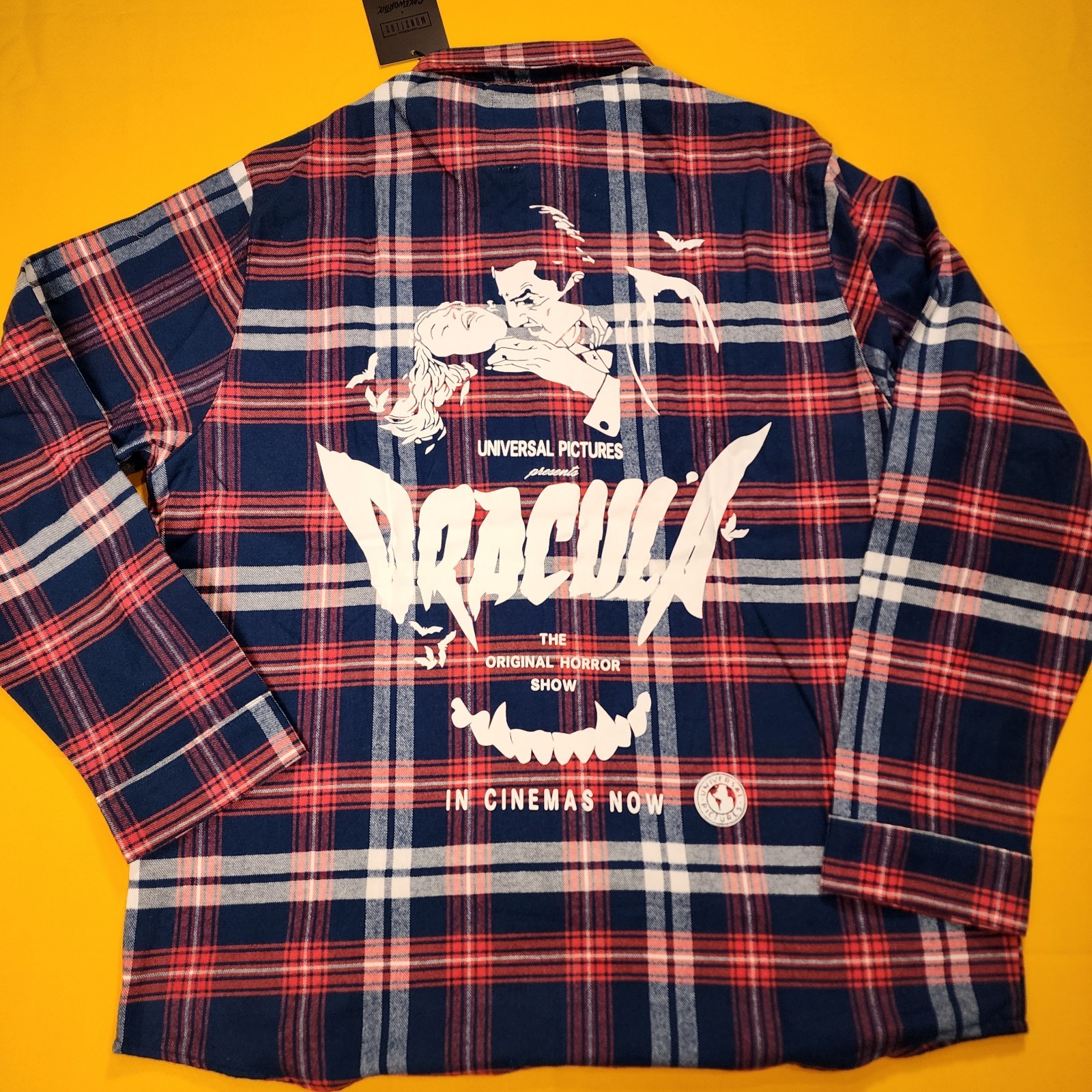 Cakeworthy Universal Monsters Dracula Flannel Blue Red Halloween Shirt 2XL NEW