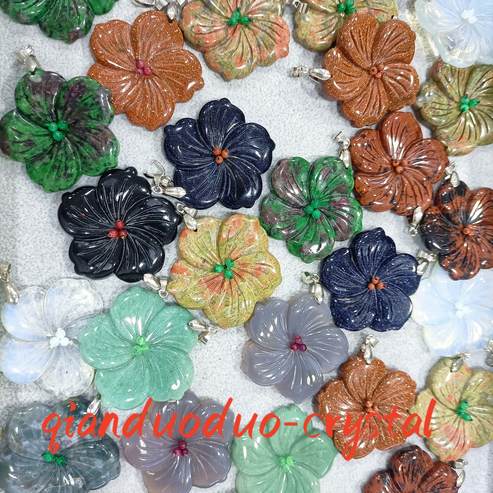 5pcs Mix Natural Quartz Skull Carved Crystal Flower Skull Reiki Healing Decor