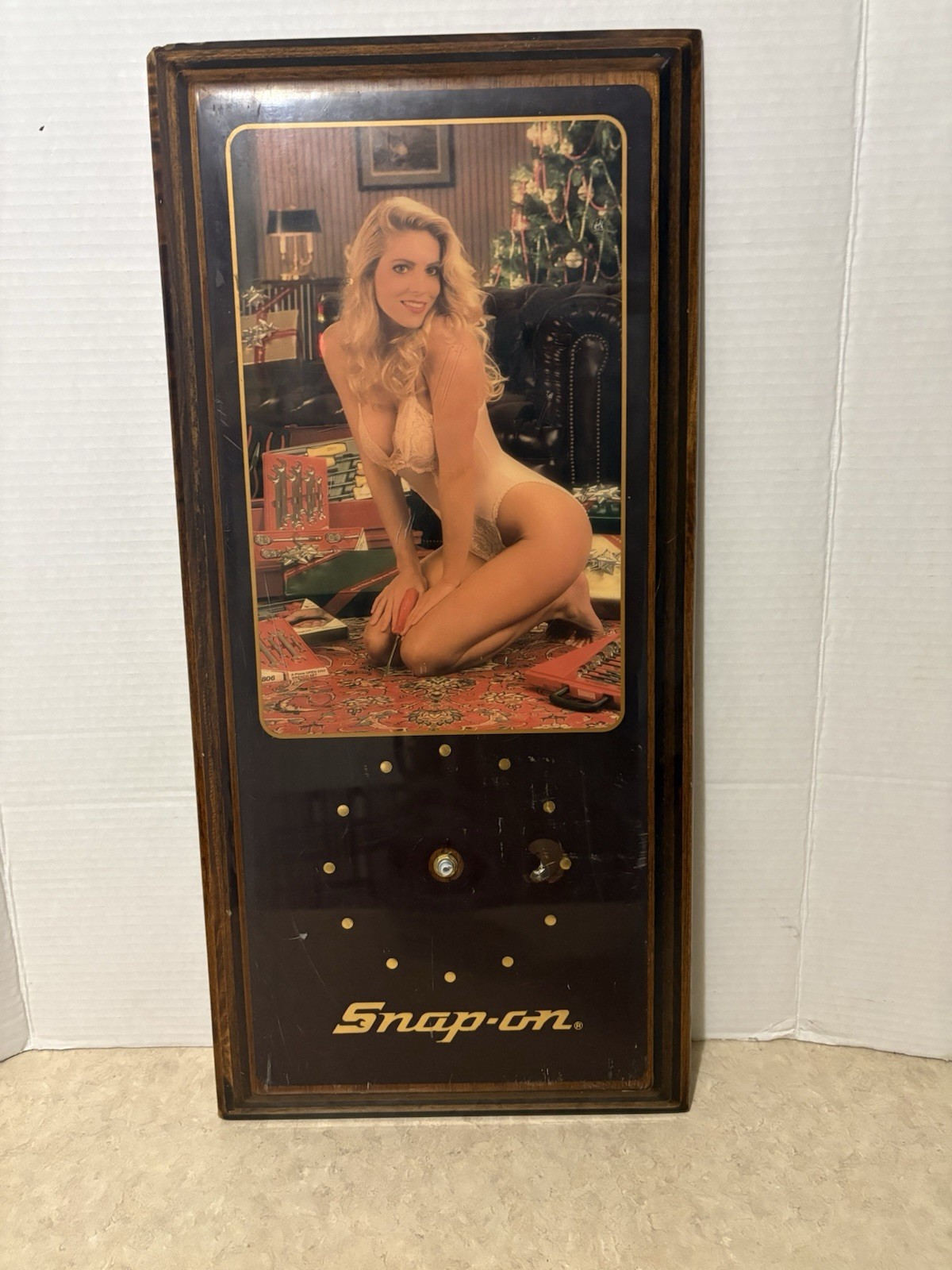 VTG SNAP ON Tools Lingerie Pinup Girl Wall Clock Christmas Jebco Michelle