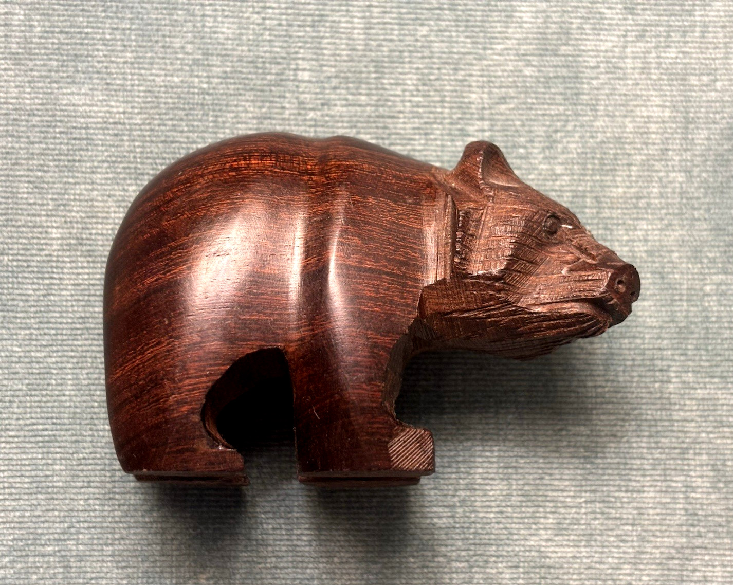 Vintage Black Forest Carved Wooden Strolling Bear Swiss German 3.25x2.5
