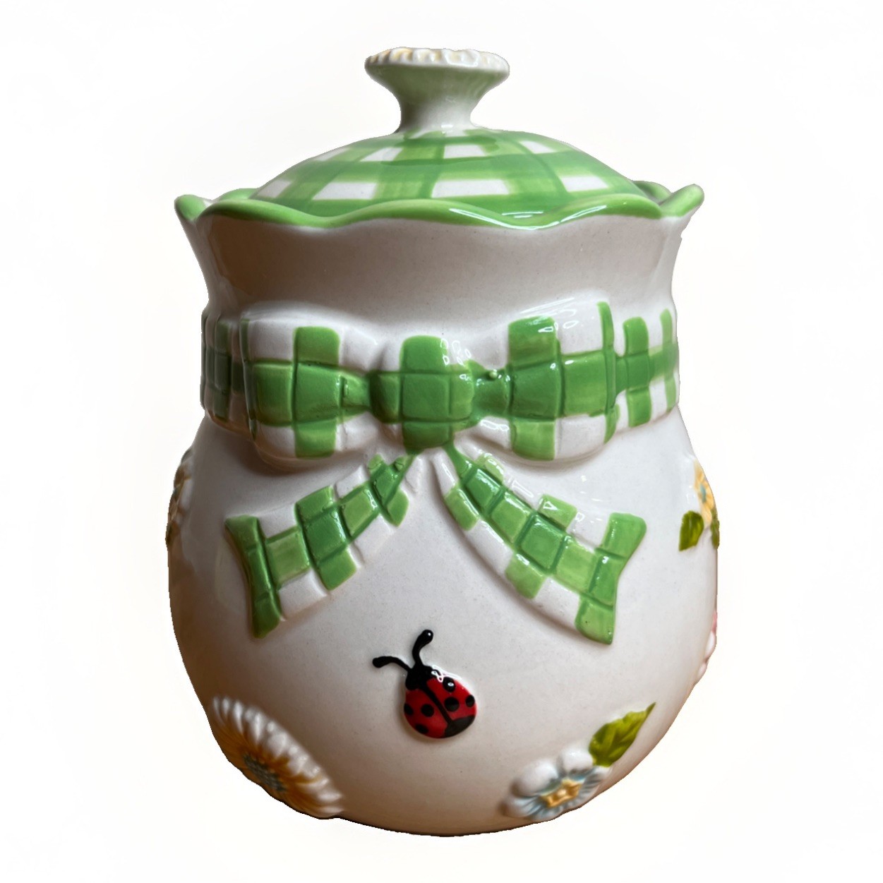 Temp-Tations By Tara Gingham Garden Honey Pot Jar Countrycore *Missing Dipper*