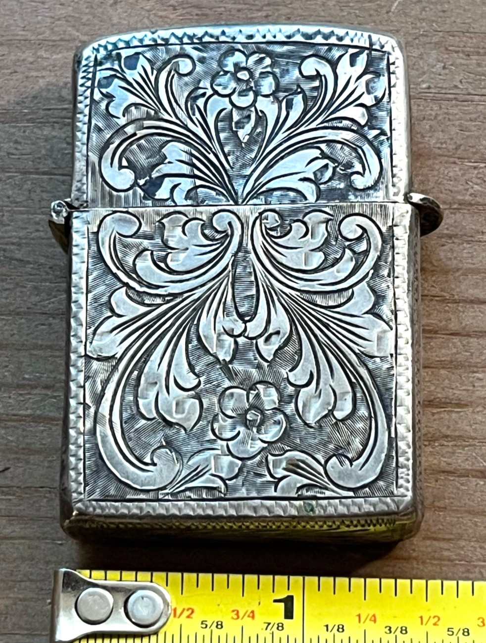 Vintage Embossed Floral Art Nouveau Lighter .800 Continental Silver Minx Cyma