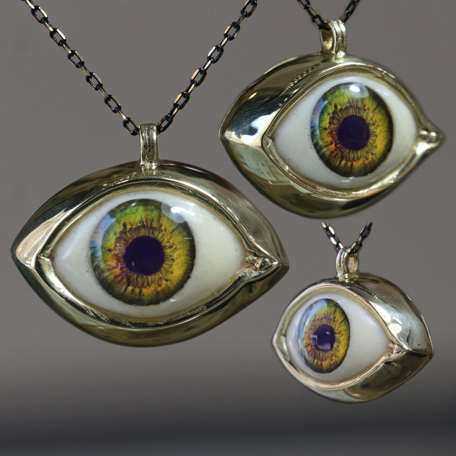 Glass Eye Pendant, Green Big Eye Pendant, Evil Eye Talisman Pendant