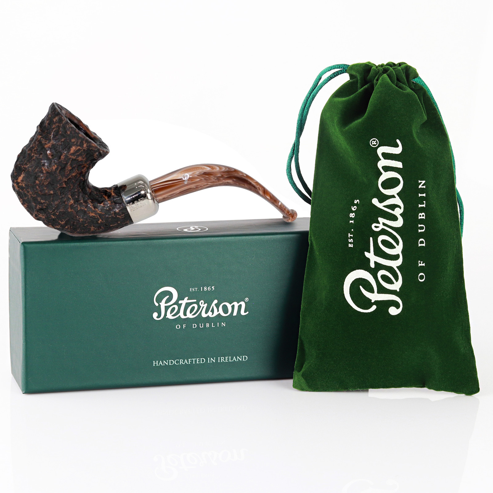 Peterson Pipes Derry Rusticated 05 Fishtail, 3mm, Bent Dublin Briar Tobacco Pipe Peterson Pipes Derry Rusticated 05 Fishtail, 3mm, Bent Dublin Briar Tobacco Pipe