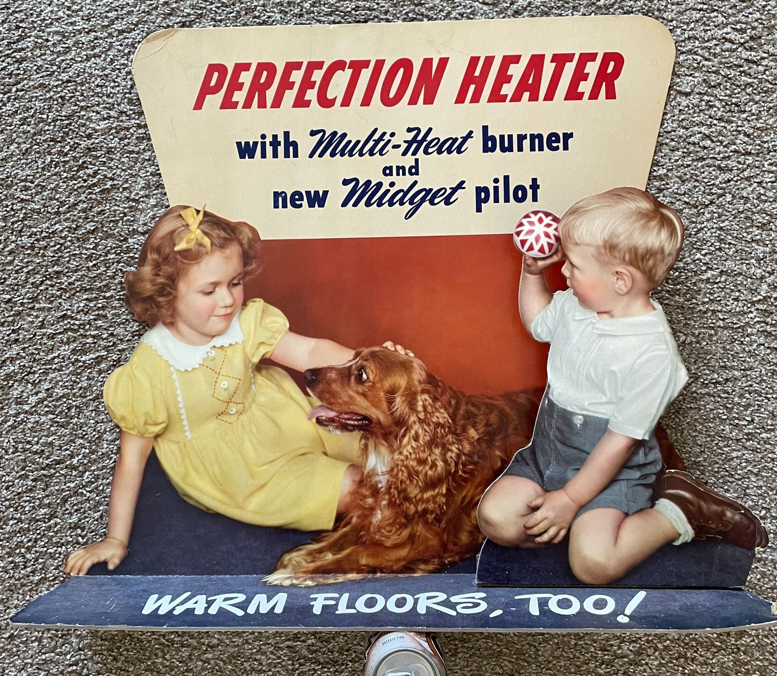 RARE Vintage Perfection Heater Cardboard Ad - Folds for 3-D