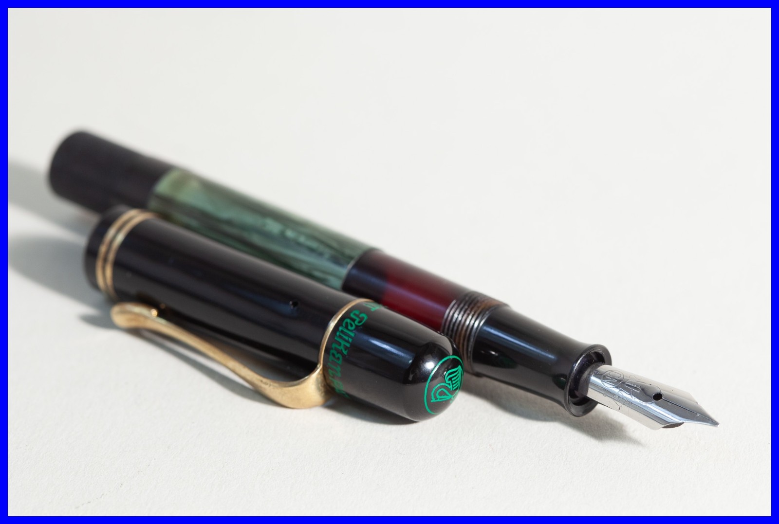 1939s Pelikan 100 Piston Filler Green Marmor Oblique Fine Nib Quill