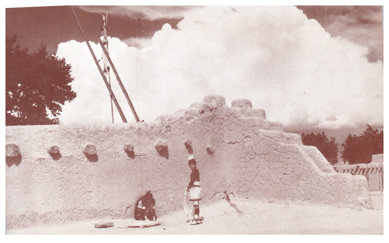 Postcard Oldest Ceremonial Kiva at San Idefonso Indian Pueblo New Mexico Ruins