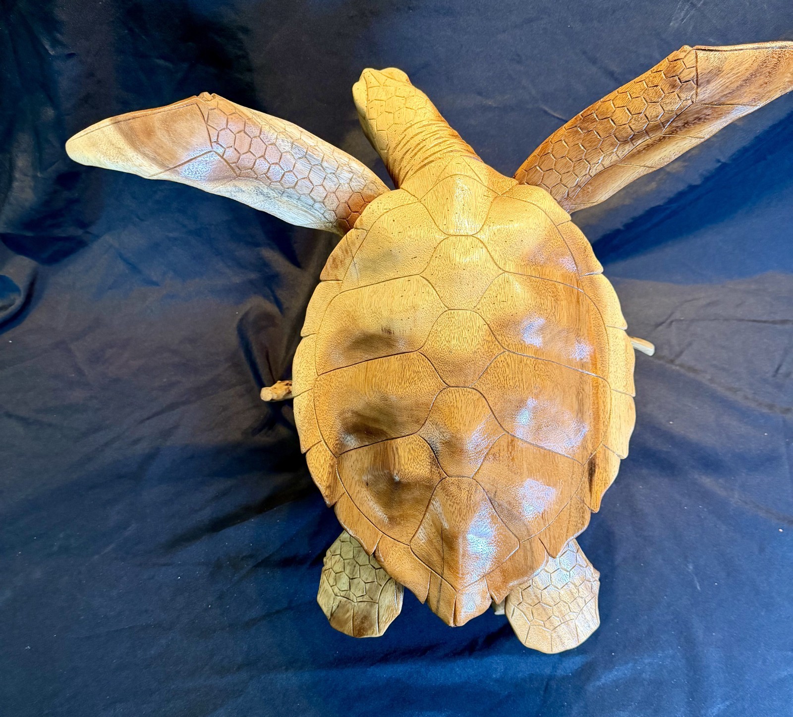 All Natural Beautiful and Elegant Logger Head Sea Turtle Wood Carving/Sculpture