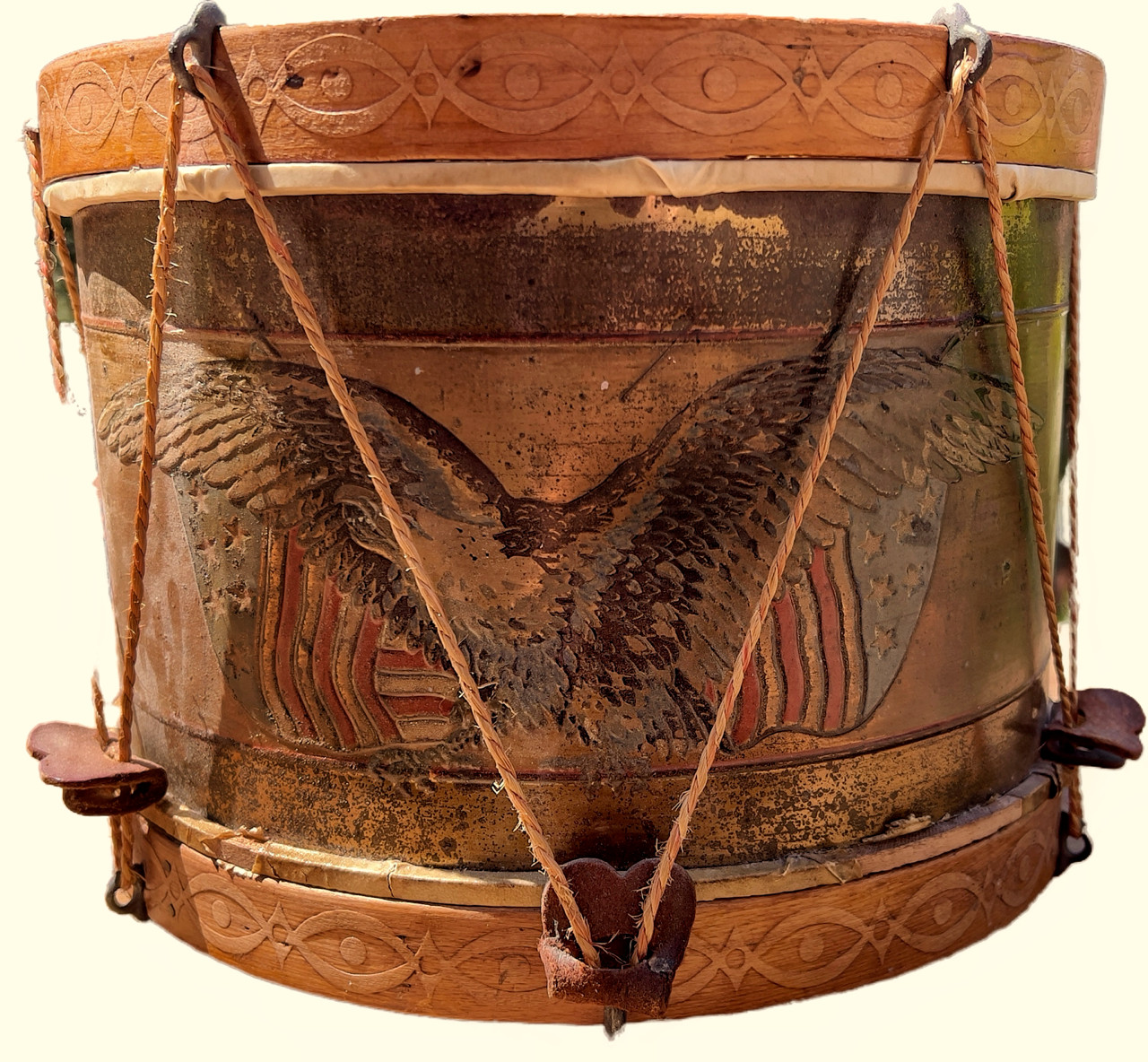 Antique Noble & Cooley Embossed Eagle Drum 12