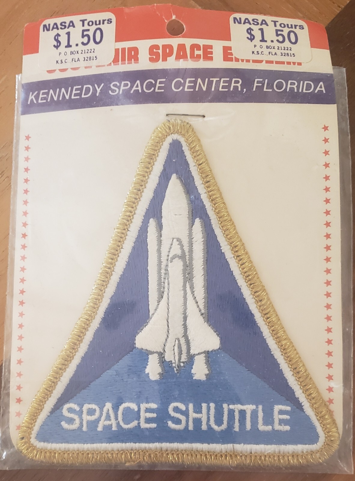 Vintage 1979's NASA Space Shuttle Gold Iron Sew On Patch. Mint in original Pkg Vintage 1979's NASA Space Shuttle Gold Iron Sew On Patch. Mint in original Pkg