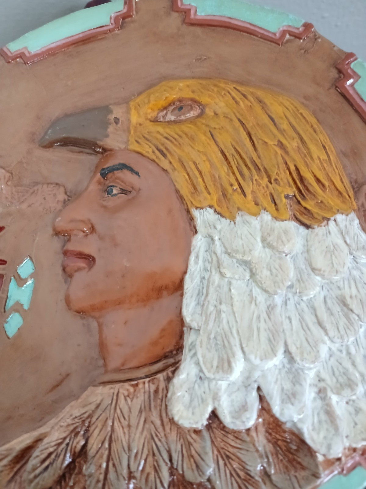 American native pottery art wall plaque Artist Reuben 8\