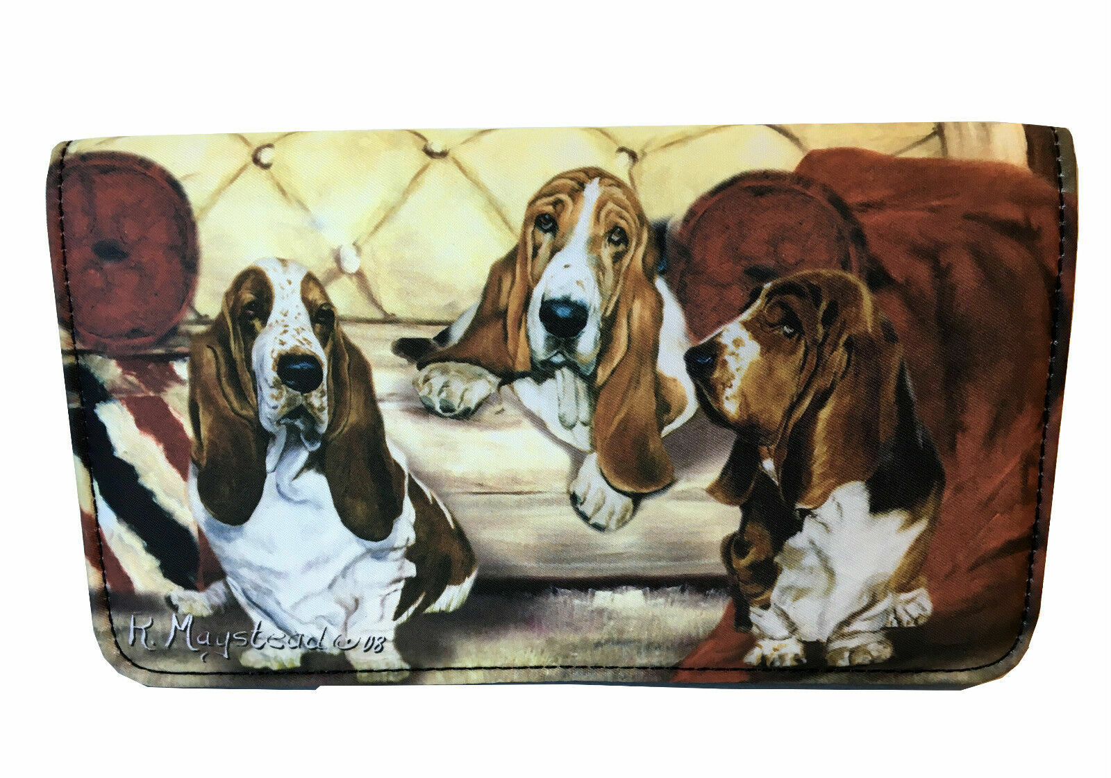 New Wallet BASSET HOUND Dog Ladies Wallet Checkbook Zippered Coin Purse Attached