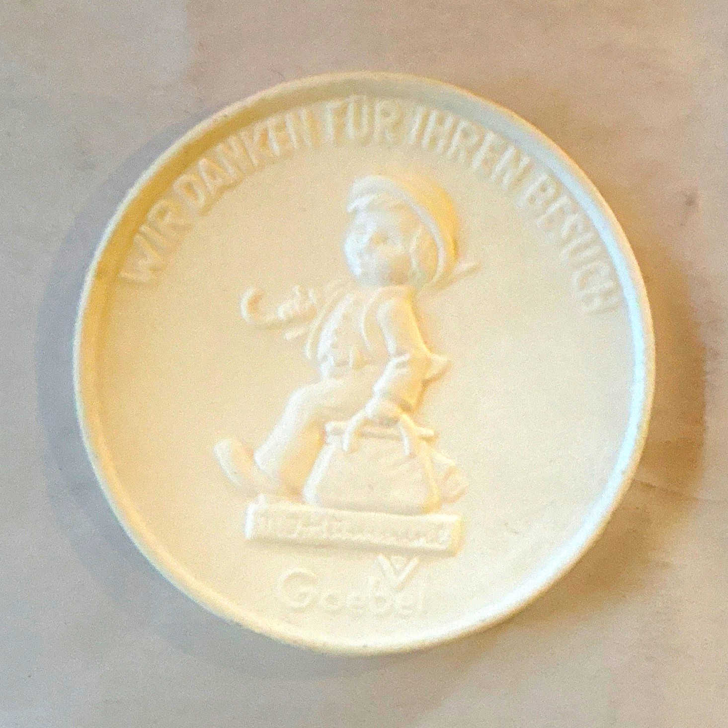 Goebel Hummel Birthplace Keepsake Medallion Token, White Porcelain Relief