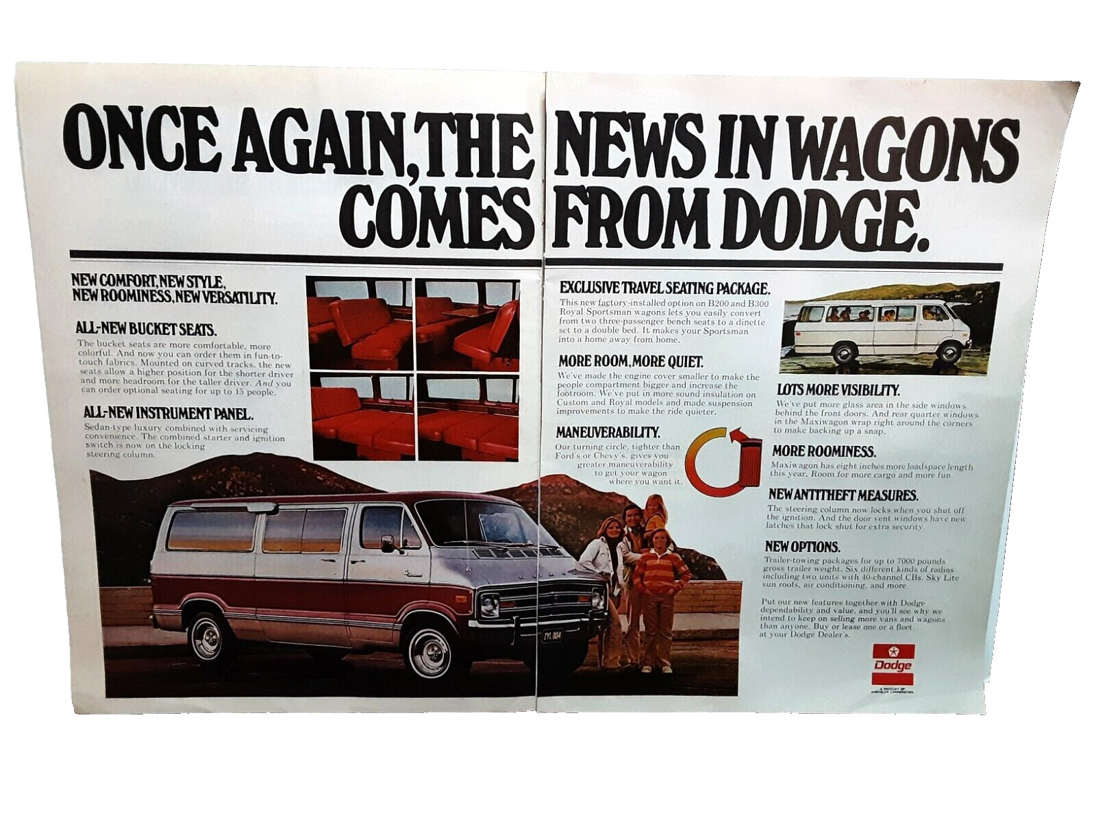 1978 Dodge Van Wagon Original Vintage print ad 70s