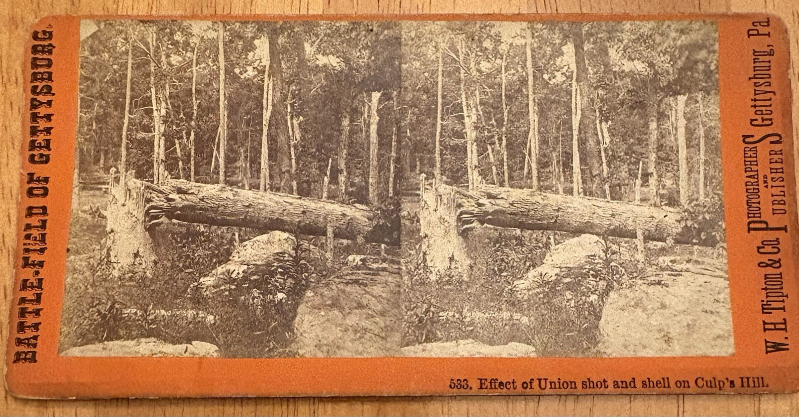 CULP’s HILL - GETTYSBURG - Civil War Battlefield Stereoview Card CULP’s HILL - GETTYSBURG - Civil War Battlefield Stereoview Card